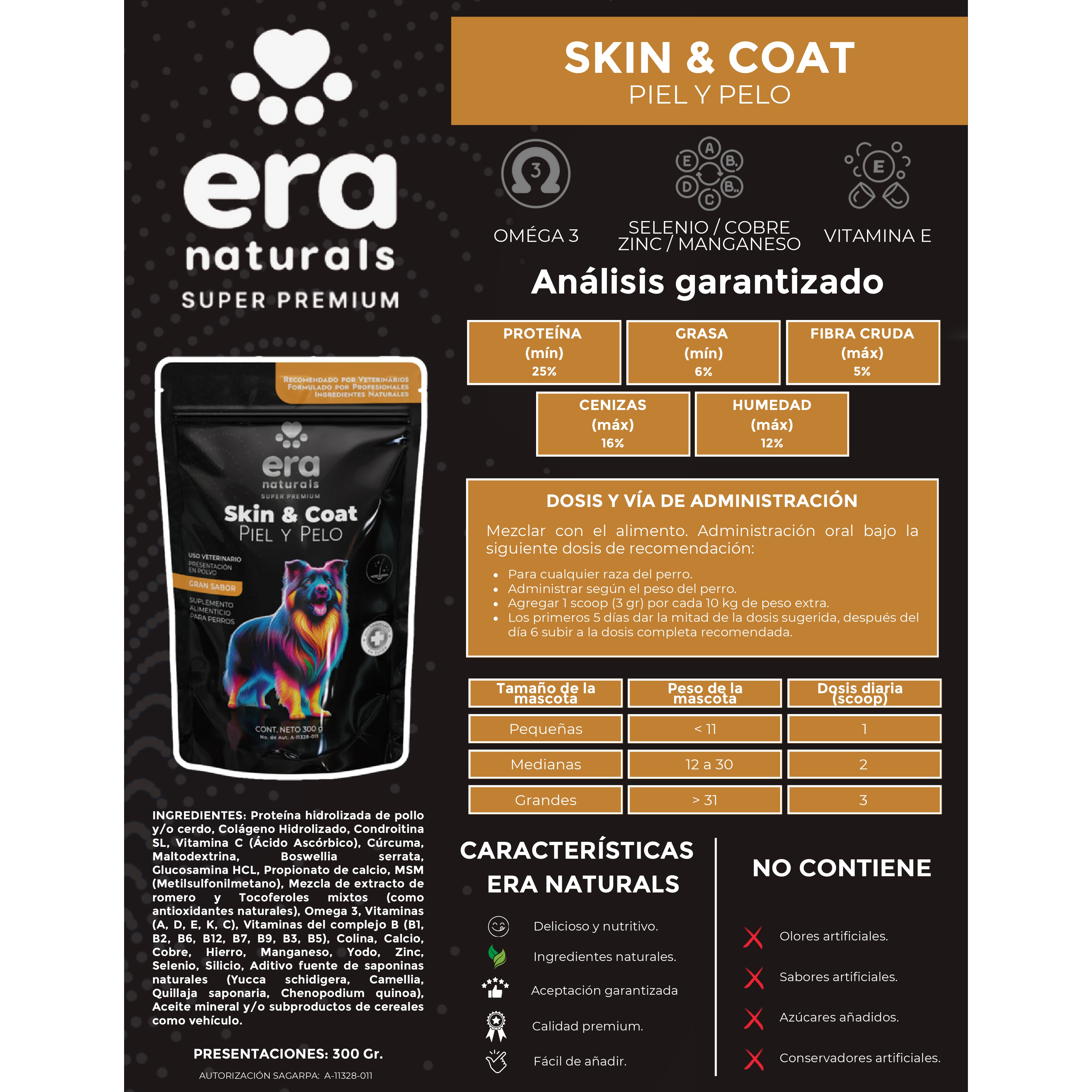 Suplemento para Perros Era Naturals Cuidado Piel y Pelo - Skin and Coat 300 Gr Suplemento para Perros Era Naturals Cuidado Piel y Pelo - Skin and Coat 300 Gr